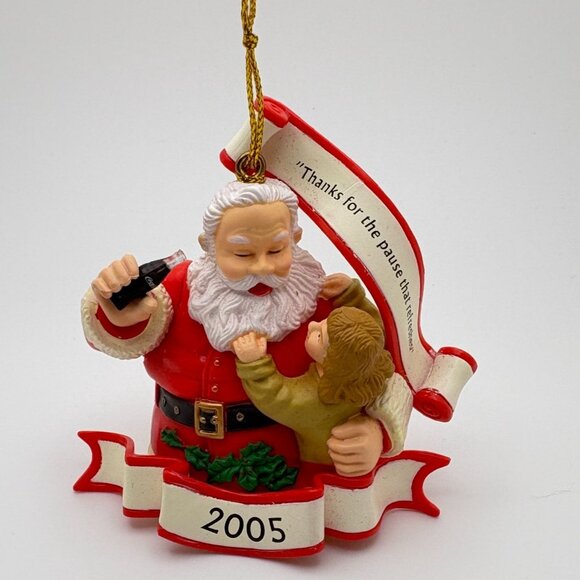 Coca-Cola Santa & Child Christmas Ornament 2005 Collectible - Picture 7 of 7